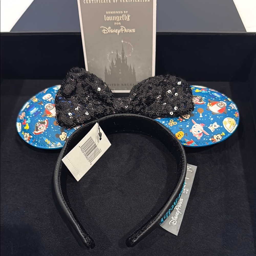 Loungefly Limited Edition Disney Parks Black & Blue Sequin Minnie Ears Headband